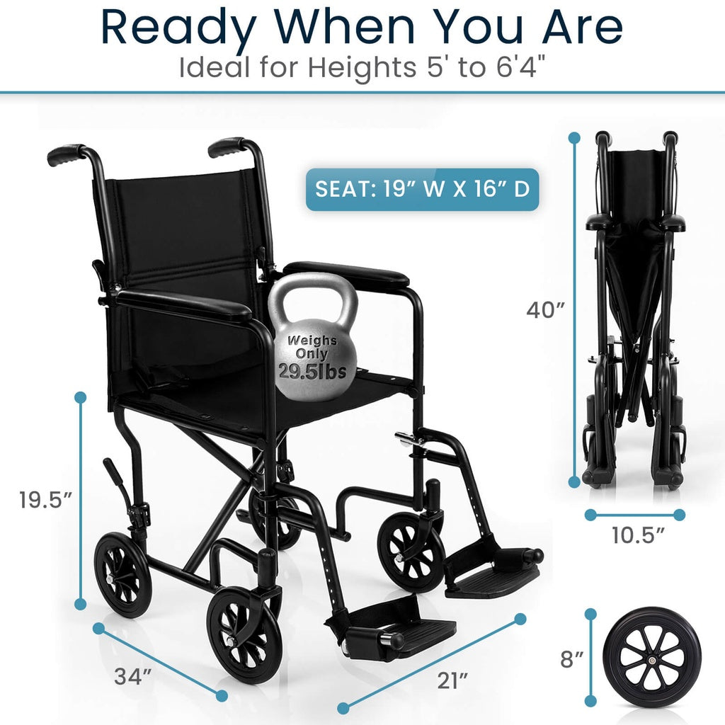 Core Transport Wheelchair (17"-19", 250 lbs)