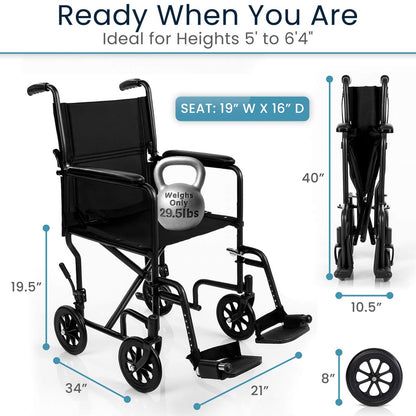 Core Transport Wheelchair (17"-19", 250 lbs)