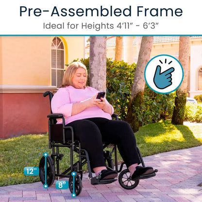Bariatric Transport Wheelchair (22", 450lbs)