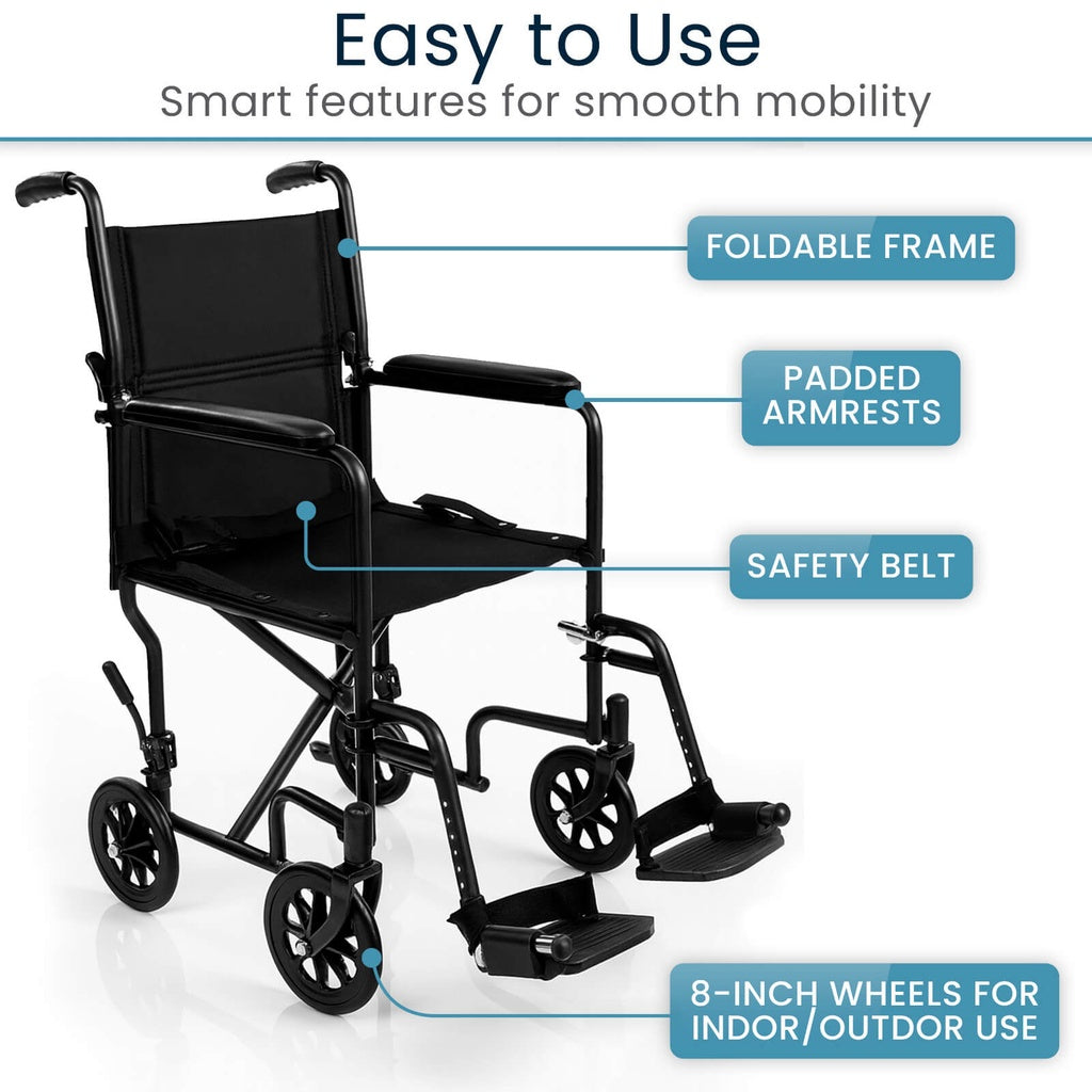 Core Transport Wheelchair (17"-19", 250 lbs)