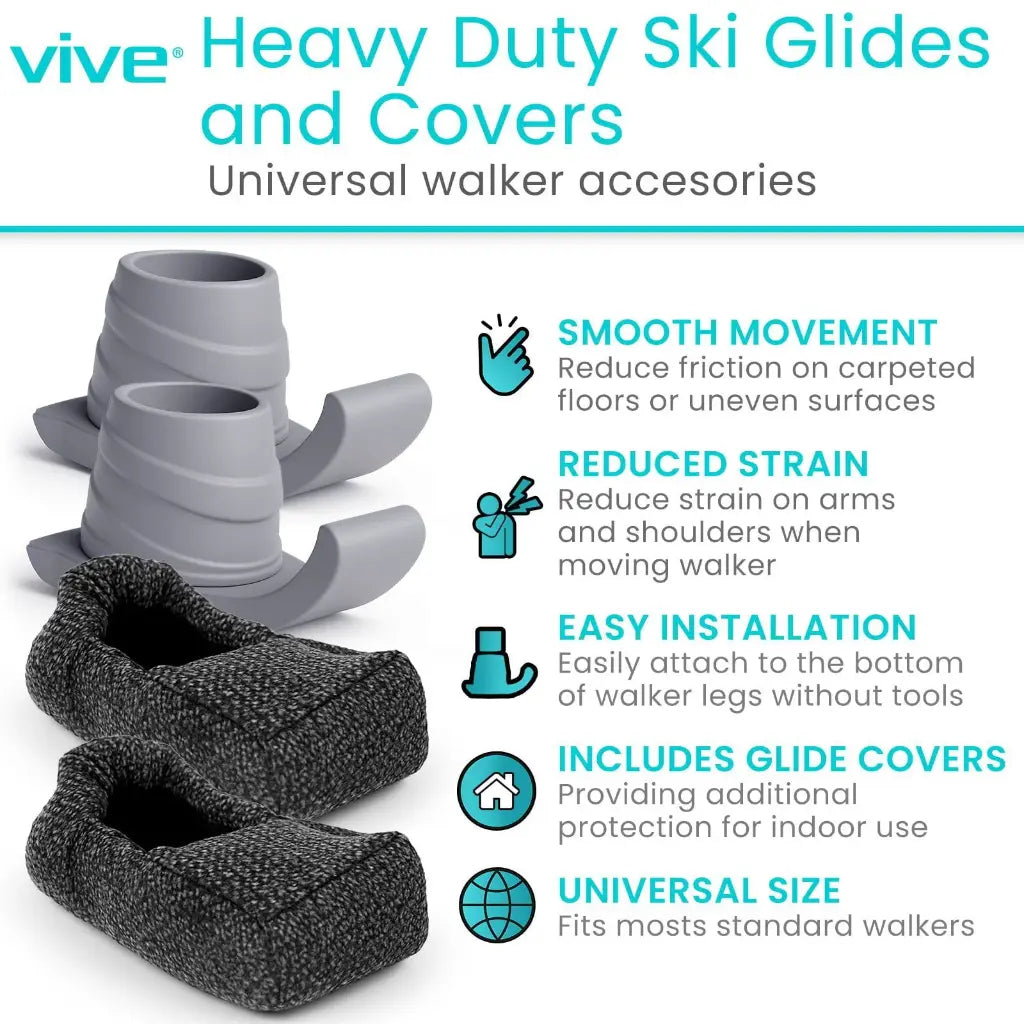 Walker Ski Glides and Covers Heavy Duty