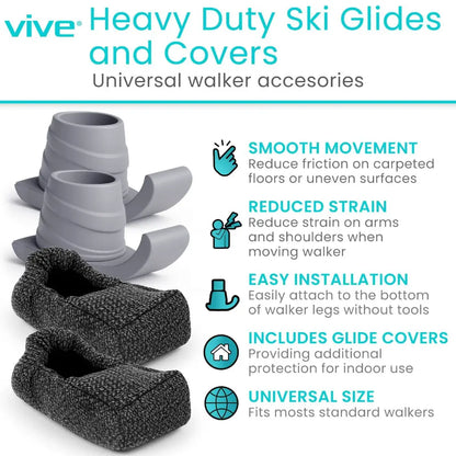 Walker Ski Glides and Covers Heavy Duty