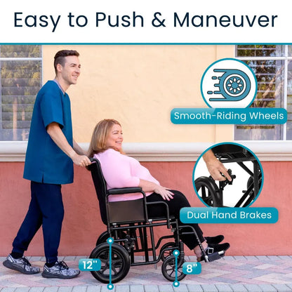 Bariatric Transport Wheelchair (22", 450lbs)